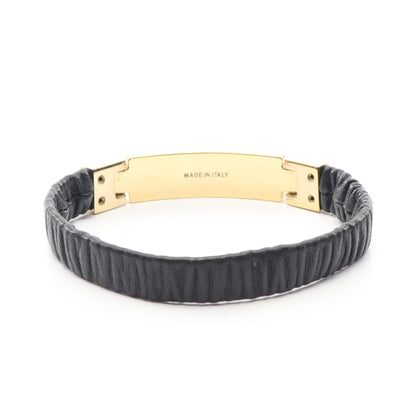 ロゴ ブレスレット レザー GP ブラック ゴールド ミュウミュウ アクセサリー miu miu