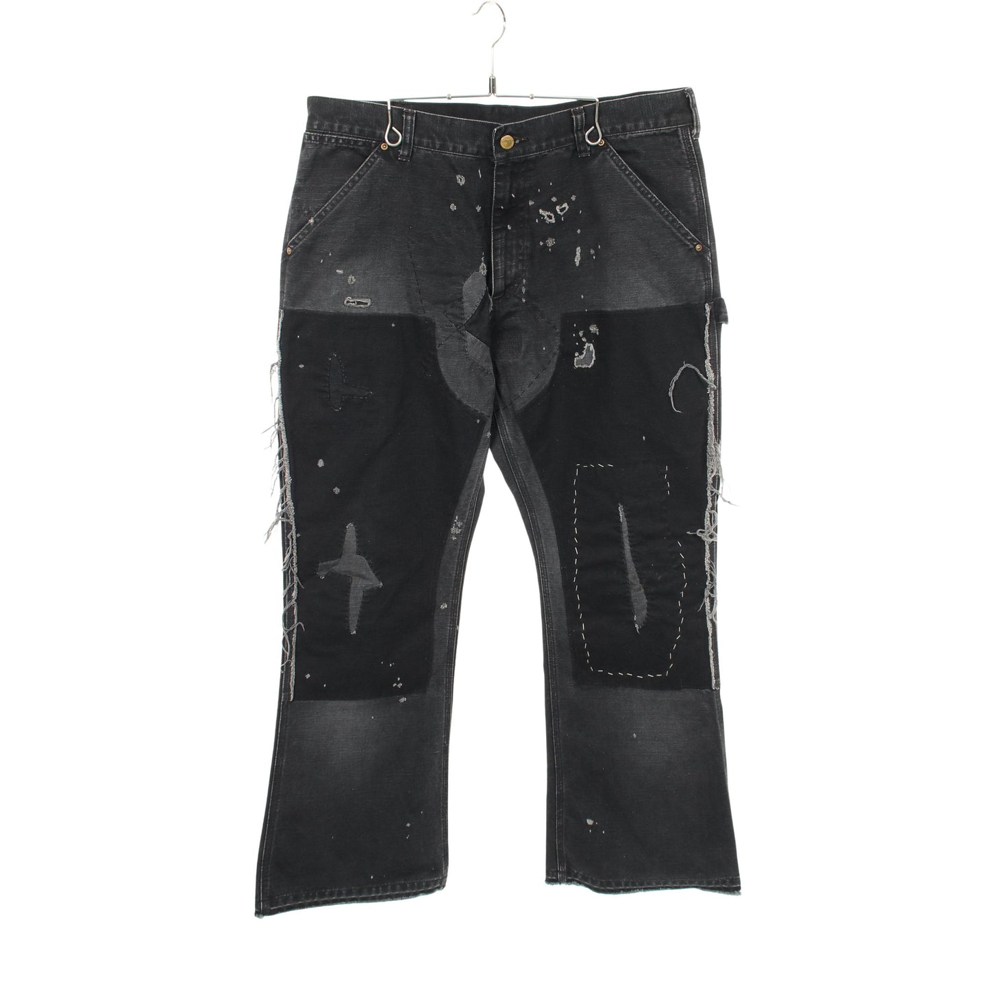 デニムパンツ コットン ダークグレー ダメージ加工 セント マイケル ボトムス SAINT MICHAEL