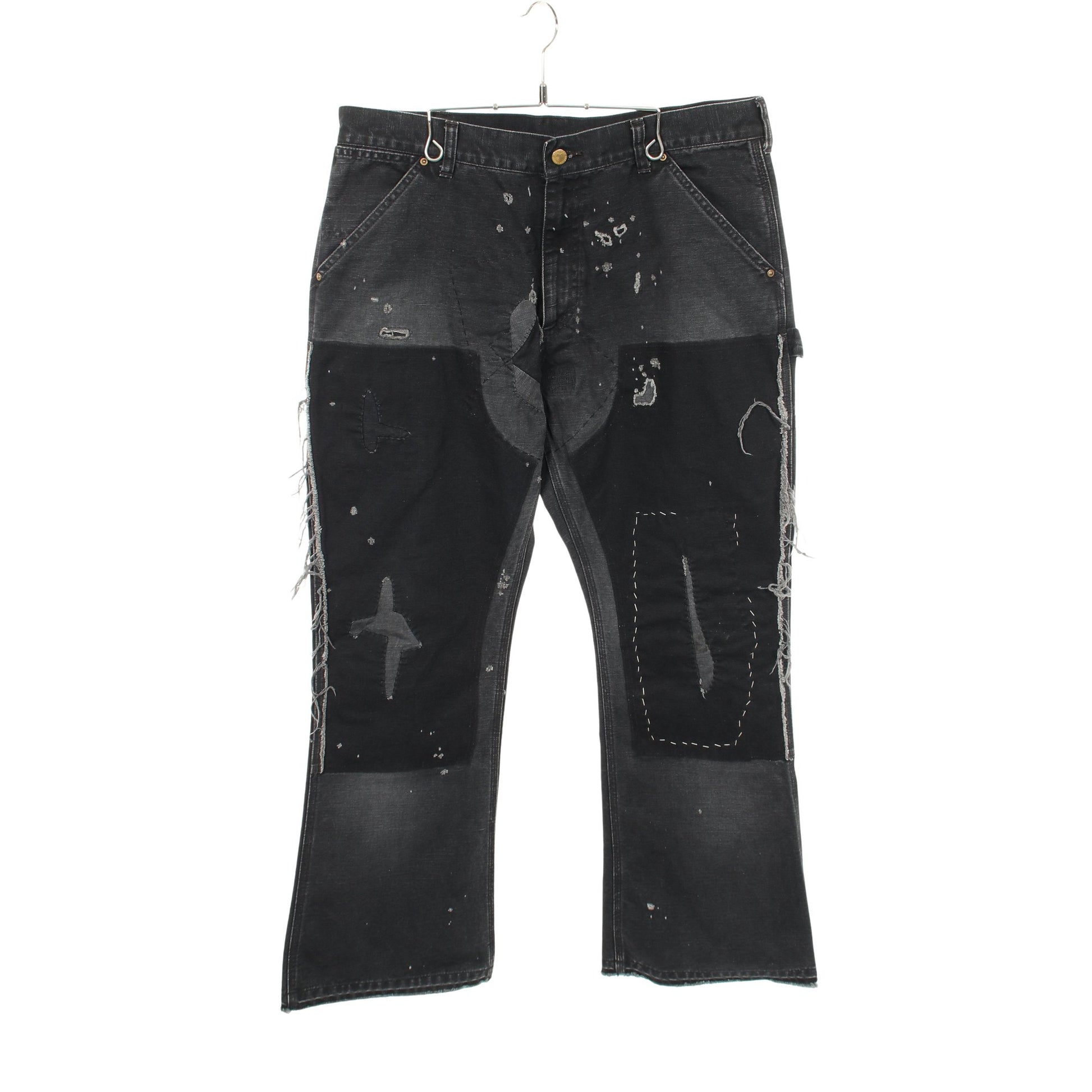 デニムパンツ コットン ダークグレー ダメージ加工 セント マイケル ボトムス SAINT MICHAEL