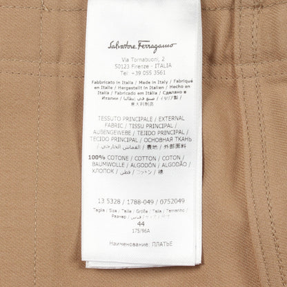 シャツワンピース 半袖 コットン ベージュ プリーツ サルヴァトーレフェラガモ ワンピース Salvatore Ferragamo