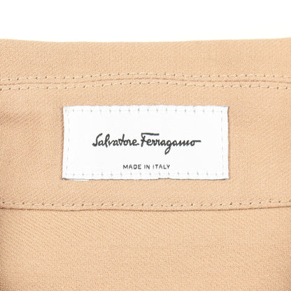 シャツワンピース 半袖 コットン ベージュ プリーツ サルヴァトーレフェラガモ ワンピース Salvatore Ferragamo