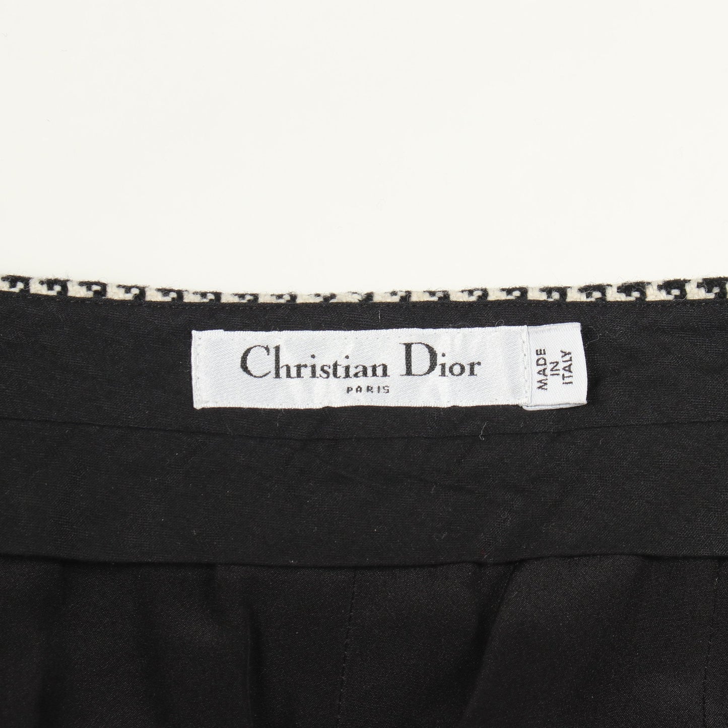 ワイドパンツ 千鳥格子 ウール ブラック アイボリー クリスチャンディオール ボトムス Christian Dior