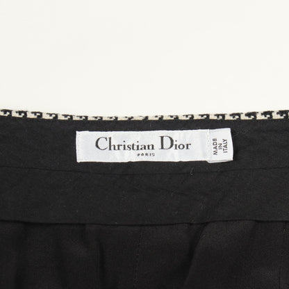 ワイドパンツ 千鳥格子 ウール ブラック アイボリー クリスチャンディオール ボトムス Christian Dior
