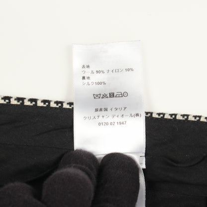 ワイドパンツ 千鳥格子 ウール ブラック アイボリー クリスチャンディオール ボトムス Christian Dior