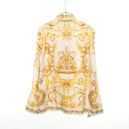 FENDI × VERSACE FENDACE フェンダーチェ FF柄 シャツ 長袖 シルク ライトベージュ イエロー フェンディ トップス FENDI