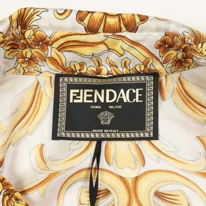 FENDI × VERSACE FENDACE フェンダーチェ FF柄 シャツ 長袖 シルク ライトベージュ イエロー フェンディ トップス FENDI