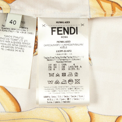 FENDI × VERSACE FENDACE フェンダーチェ FF柄 シャツ 長袖 シルク ライトベージュ イエロー フェンディ トップス FENDI