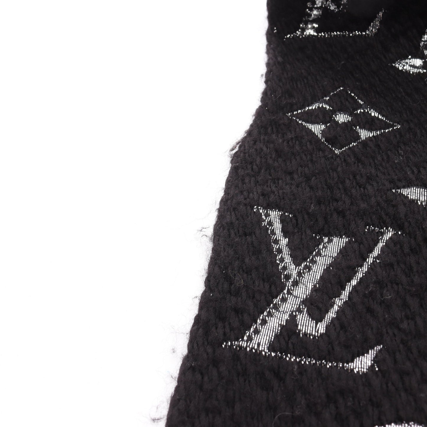 エシャルプ ロゴマニア シャイン ノワール マフラー ウール シルク ブラック シルバー ルイヴィトン 財布・小物 LOUIS VUITTON