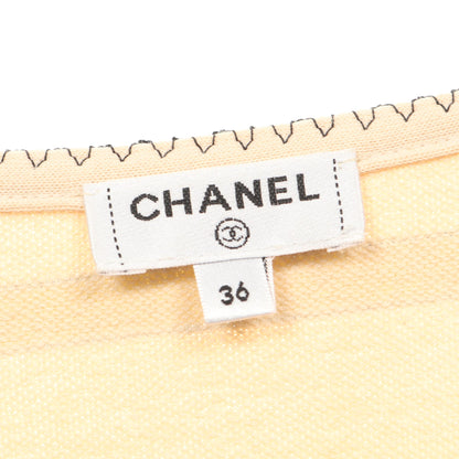 長袖Tシャツ クルーネック ボーダー コットン ベージュ ゴールド シャネル トップス CHANEL