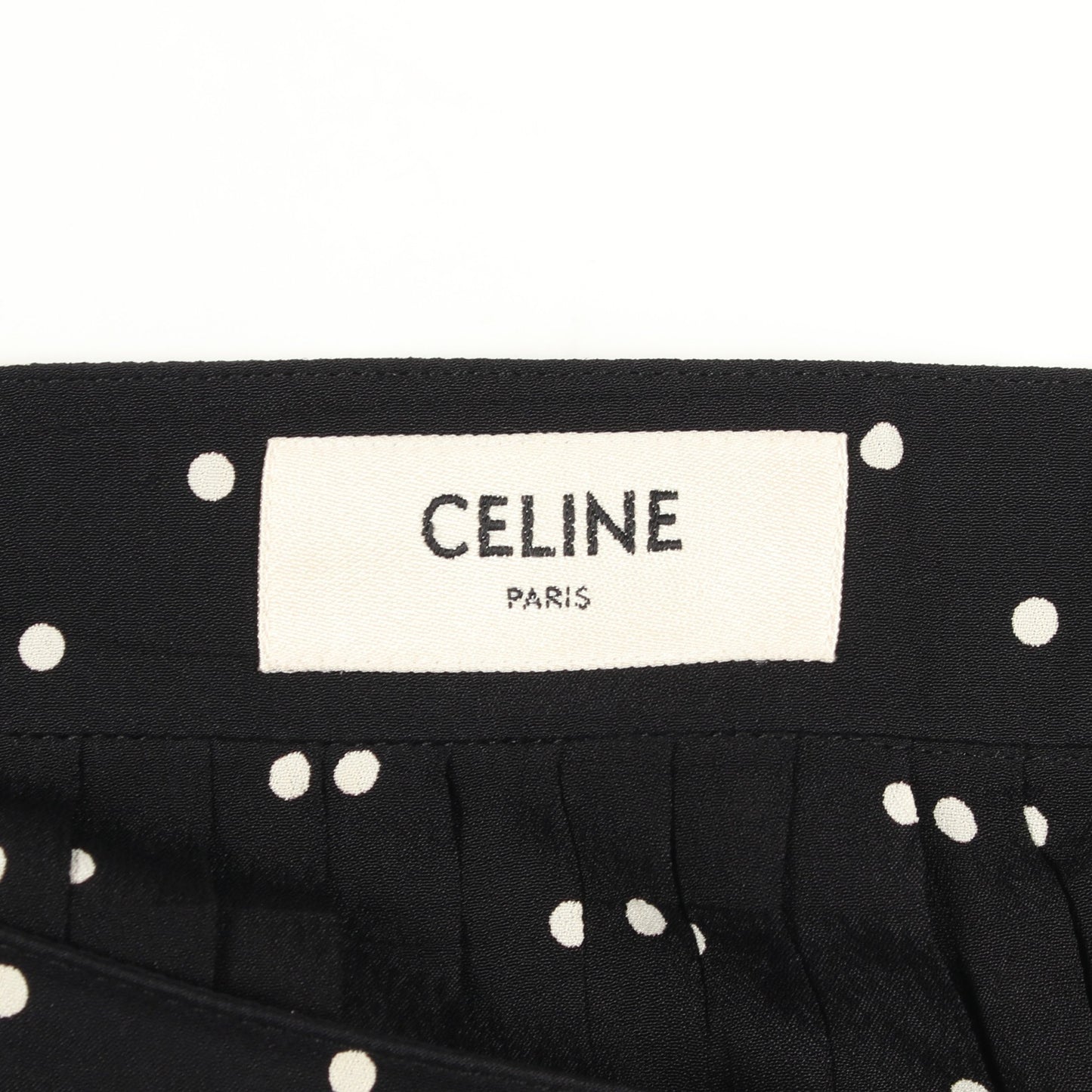 ドット フレア スカート レーヨン ブラック ホワイト セリーヌ ボトムス CELINE