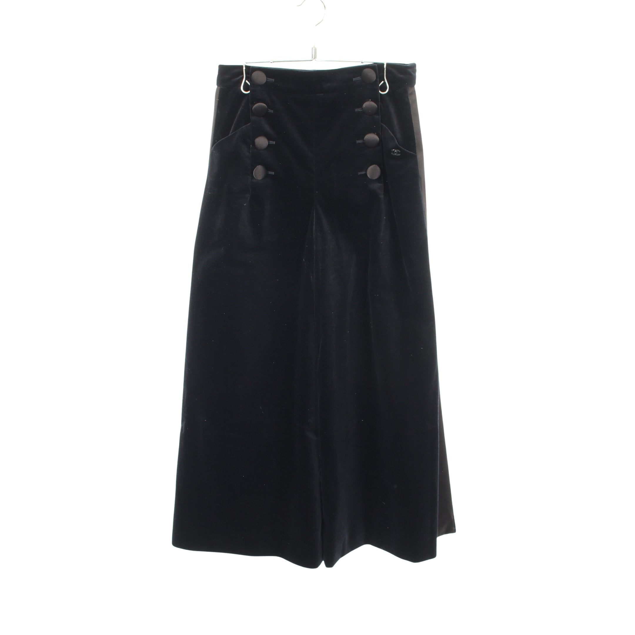 美品 CHANFL シャネル　ワイド パンツ ワイドパンツ コットン ネイビー シャネル – RECLO