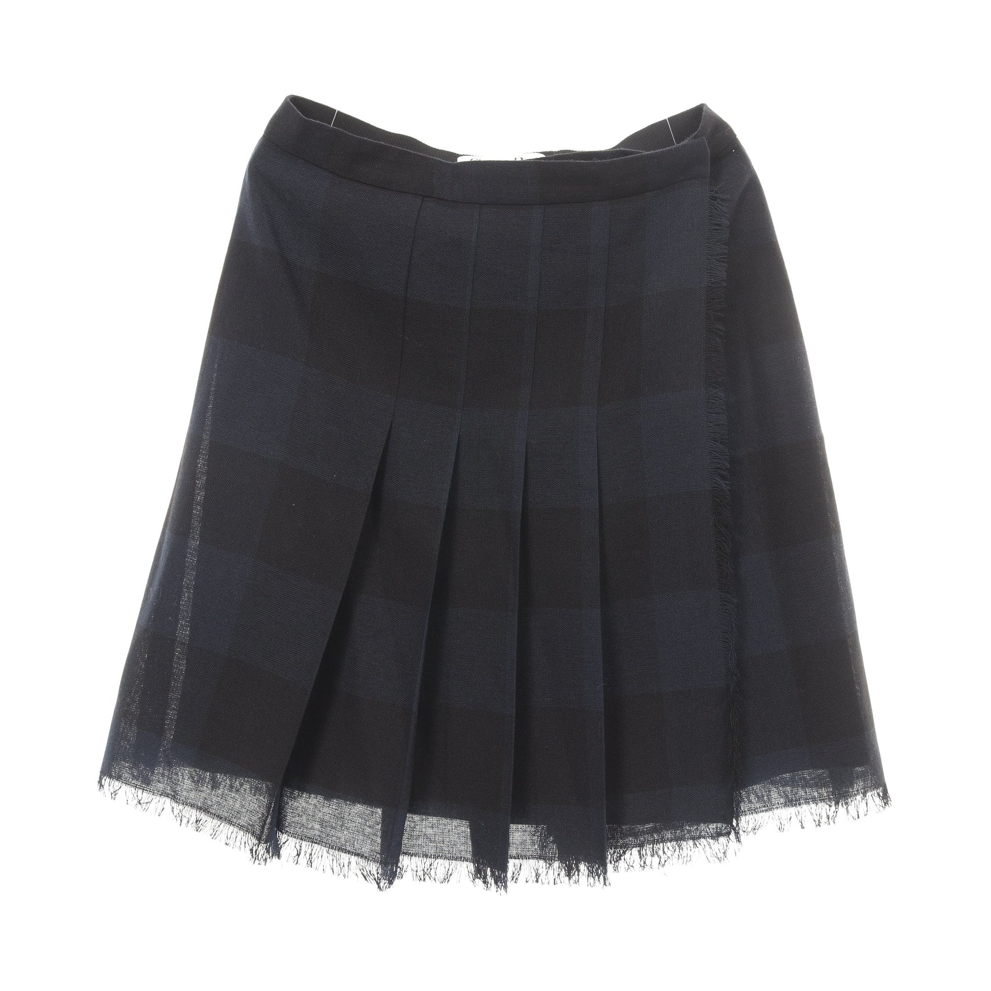 プリーツ スカート チェック ウール ネイビー ブラック クリスチャンディオール ボトムス Christian Dior