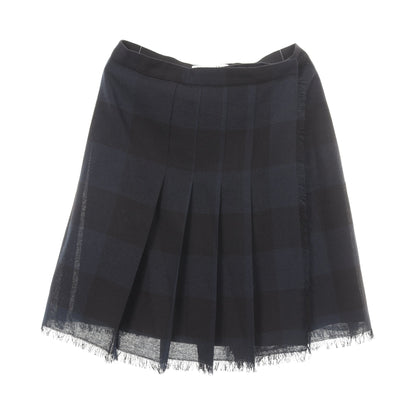 プリーツ スカート チェック ウール ネイビー ブラック クリスチャンディオール ボトムス Christian Dior