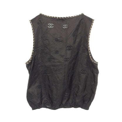 ココマーク タンクトップ ノースリーブ シルク ブラック シャネル トップス CHANEL
