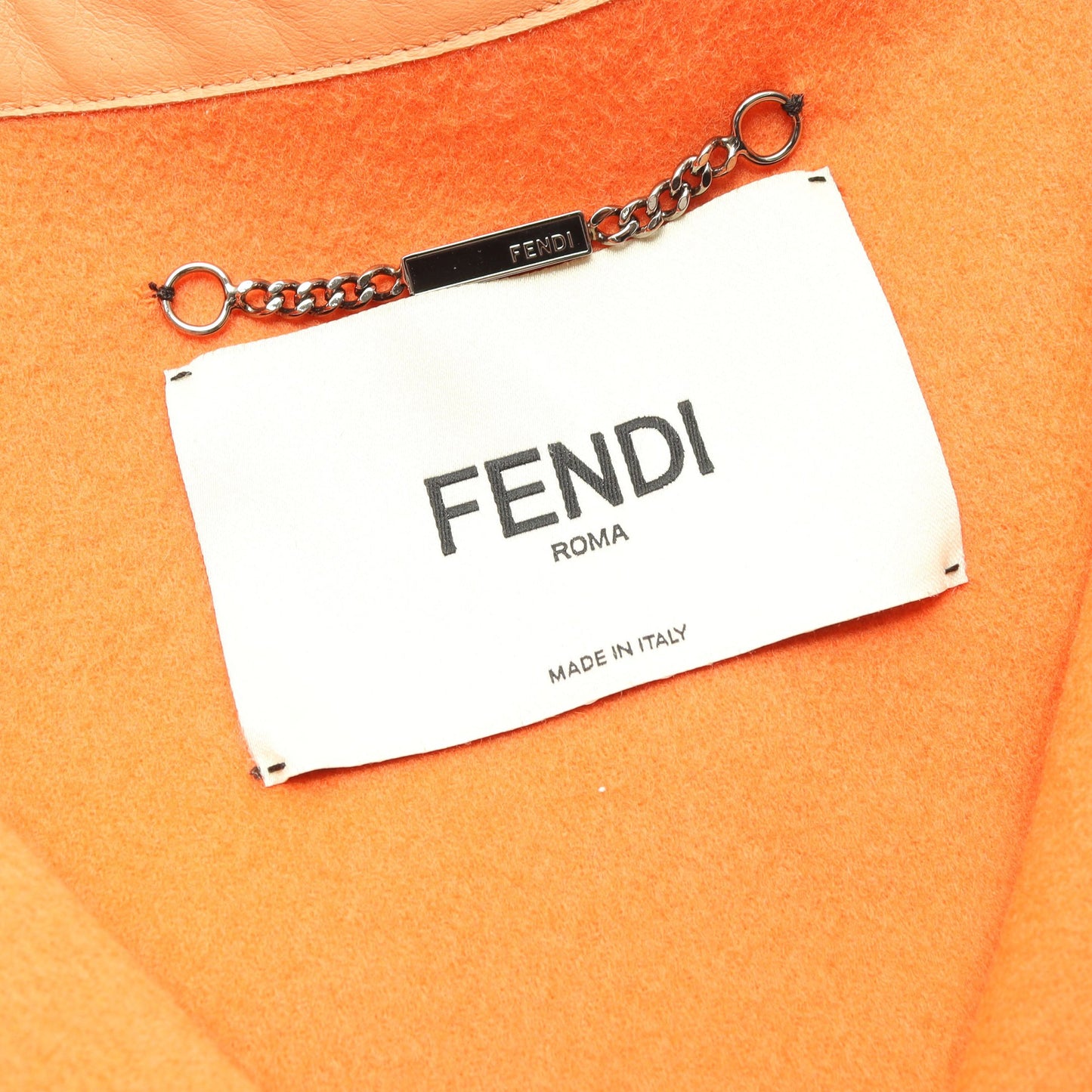 ノーカラー コート ウール コーラルオレンジ フェンディ アウター FENDI