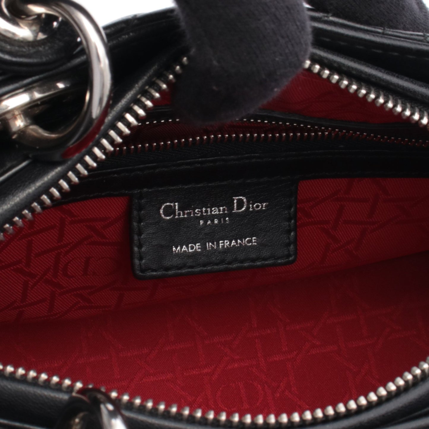 LADY DIOR レディディオール カナージュ ハンドバッグ レザー ブラック 2WAY クリスチャンディオール バッグ Christian Dior