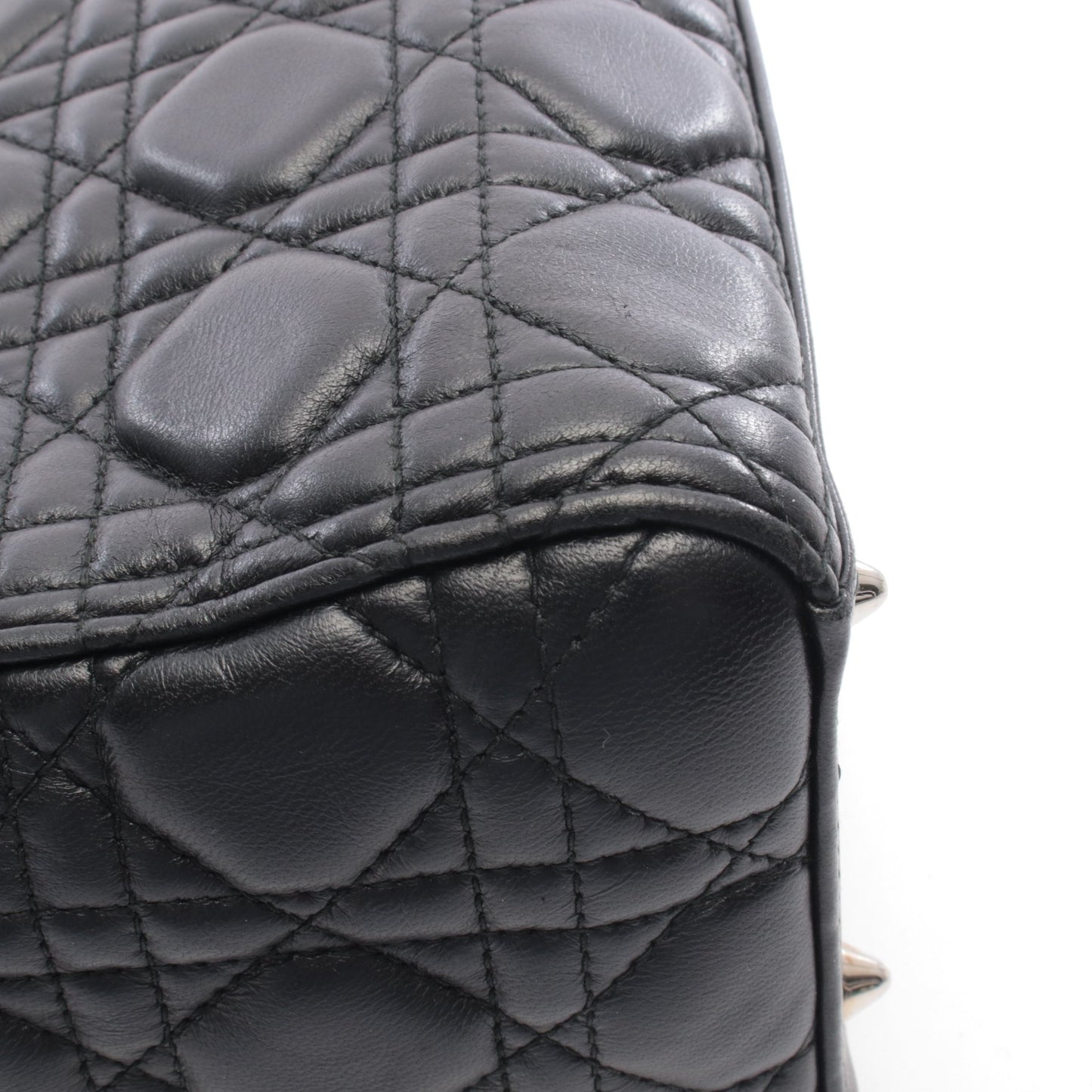 LADY DIOR レディディオール カナージュ ハンドバッグ レザー ブラック 2WAY クリスチャンディオール バッグ Christian Dior