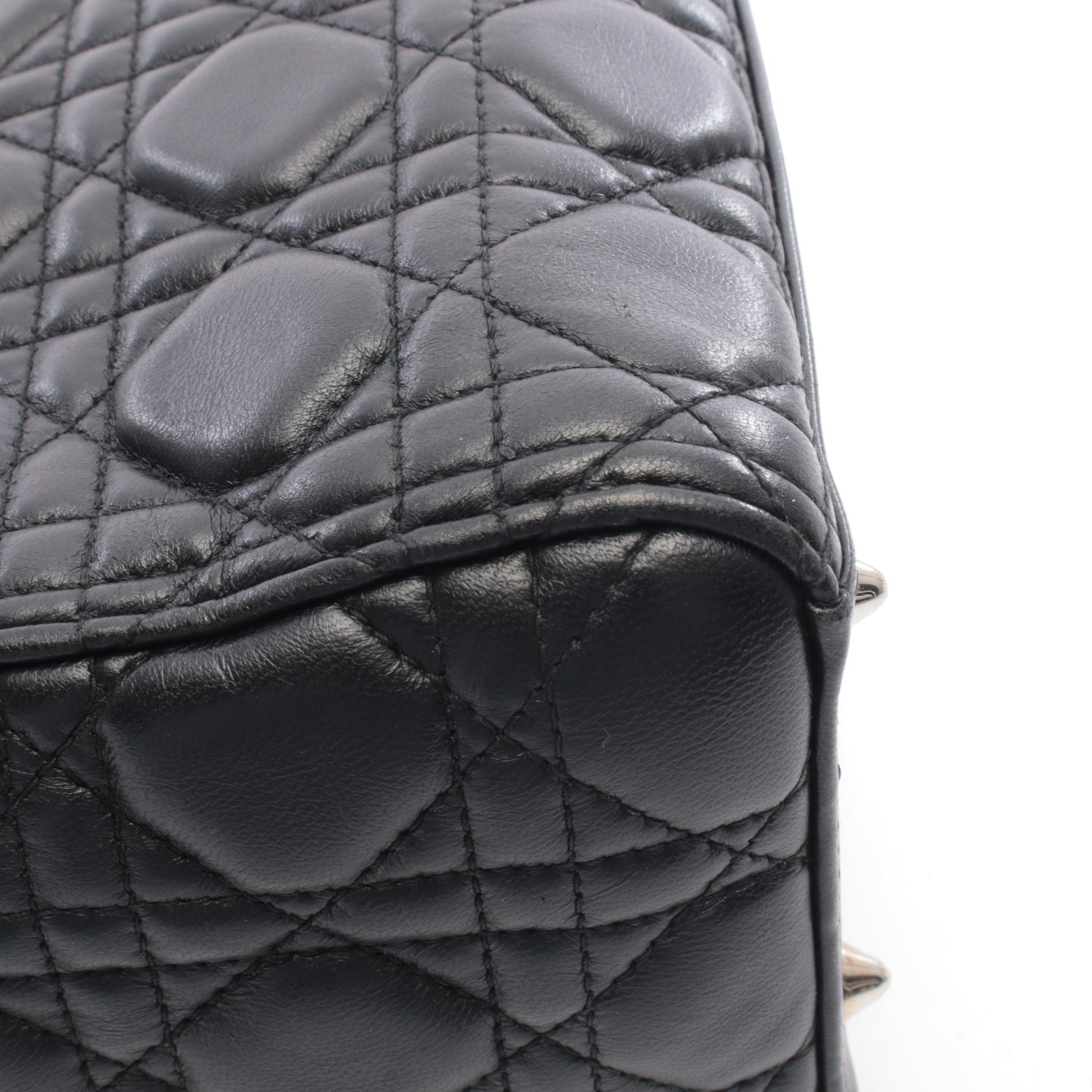 LADY DIOR レディディオール カナージュ ハンドバッグ レザー ブラック 2WAY クリスチャンディオール バッグ Christian Dior