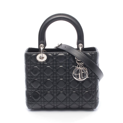 LADY DIOR レディディオール カナージュ ハンドバッグ レザー ブラック 2WAY クリスチャンディオール バッグ Christian Dior