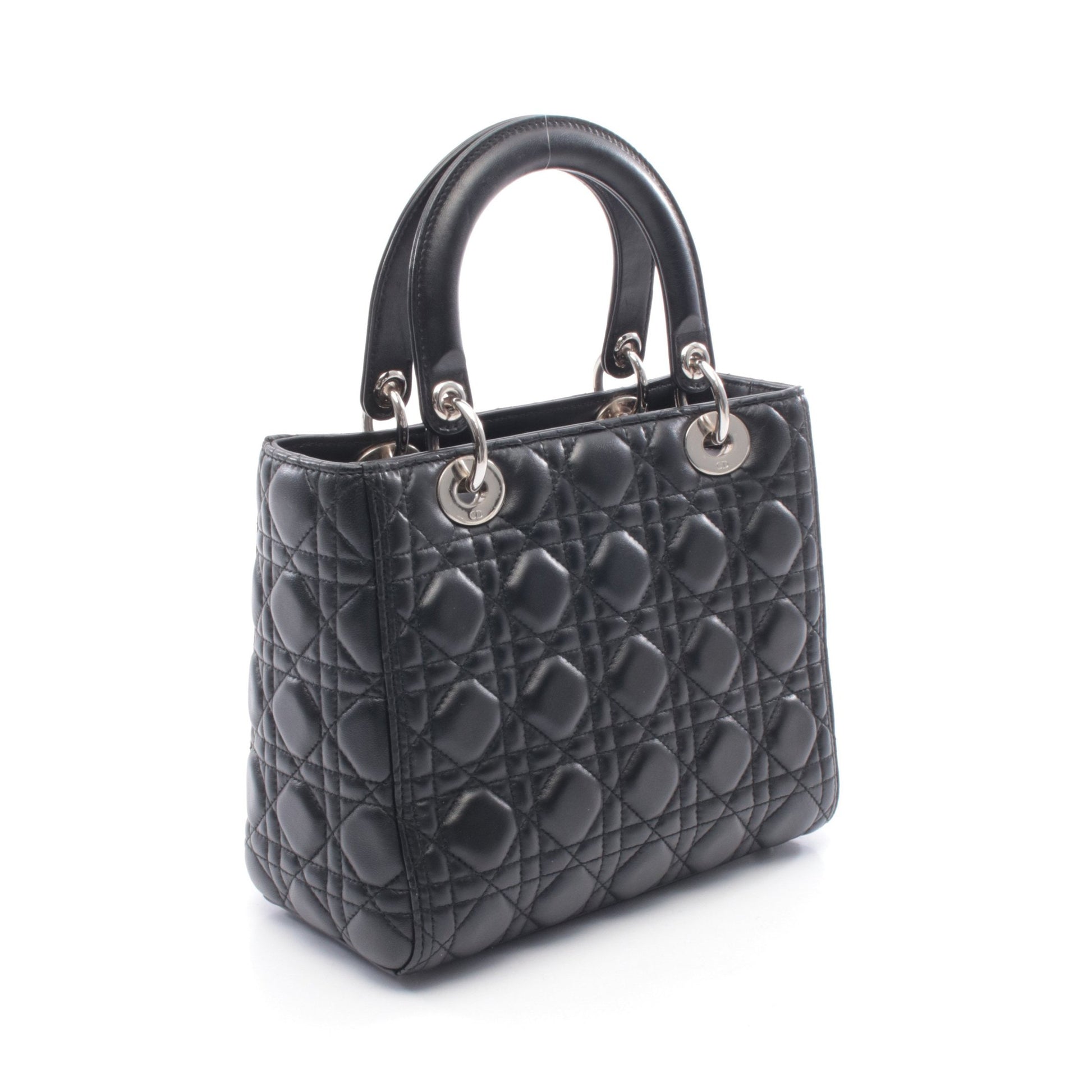 LADY DIOR レディディオール カナージュ ハンドバッグ レザー ブラック 2WAY クリスチャンディオール バッグ Christian Dior