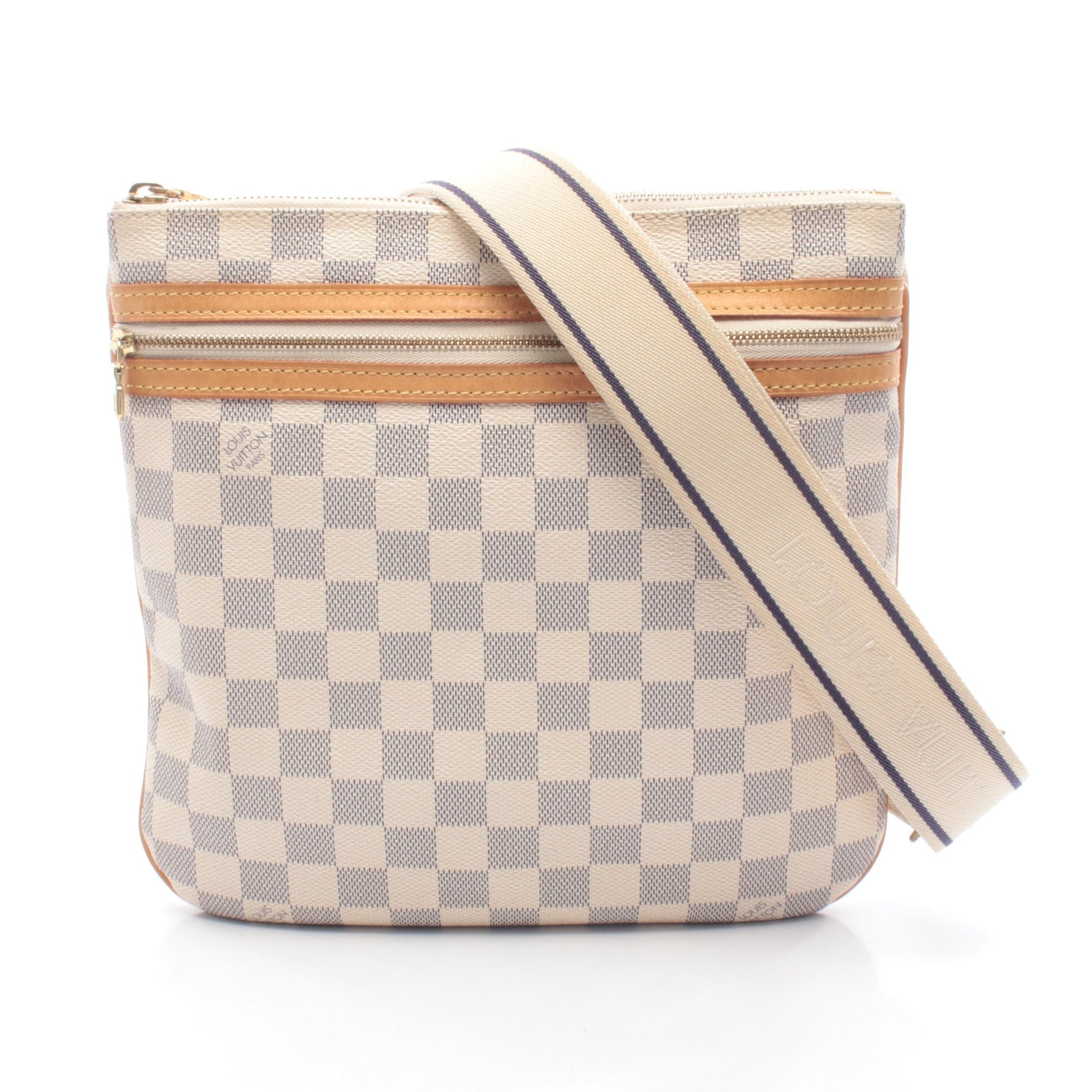 ポシェットボスフォール ダミエアズール ショルダーバッグ PVC レザー ホワイト ルイヴィトン バッグ LOUIS VUITTON