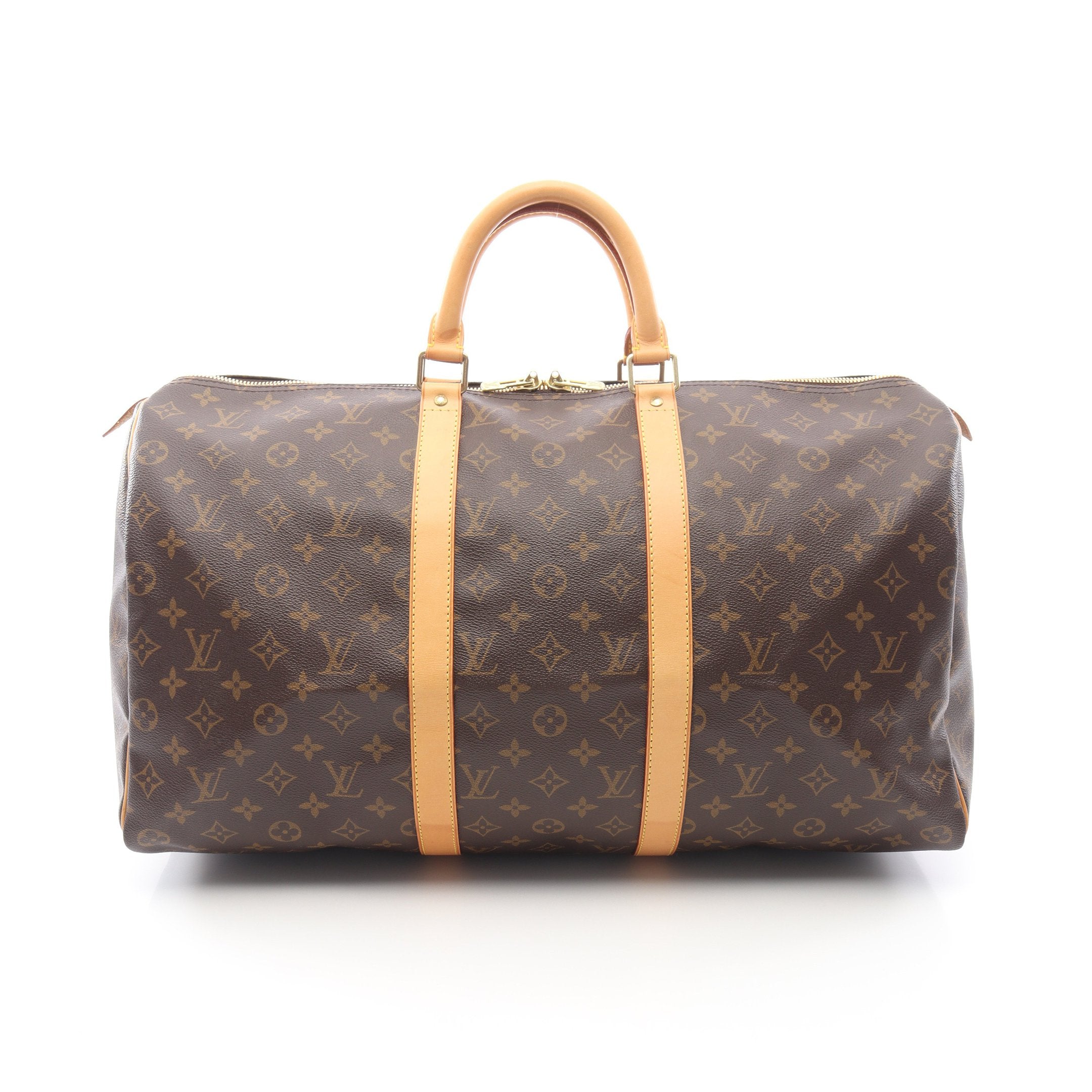 キーポル50 モノグラム ボストンバッグ PVC レザー ブラウン ルイ