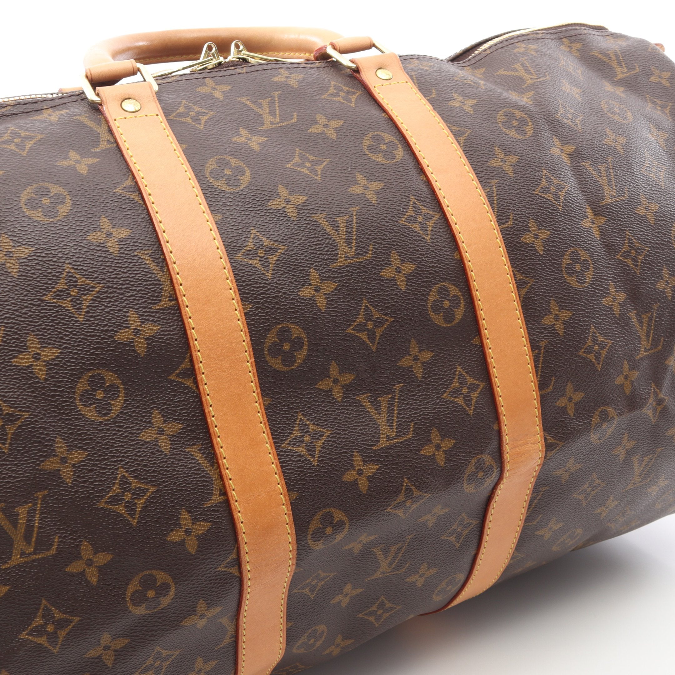 キーポル55 モノグラム ボストンバッグ PVC レザー ブラウン ルイ