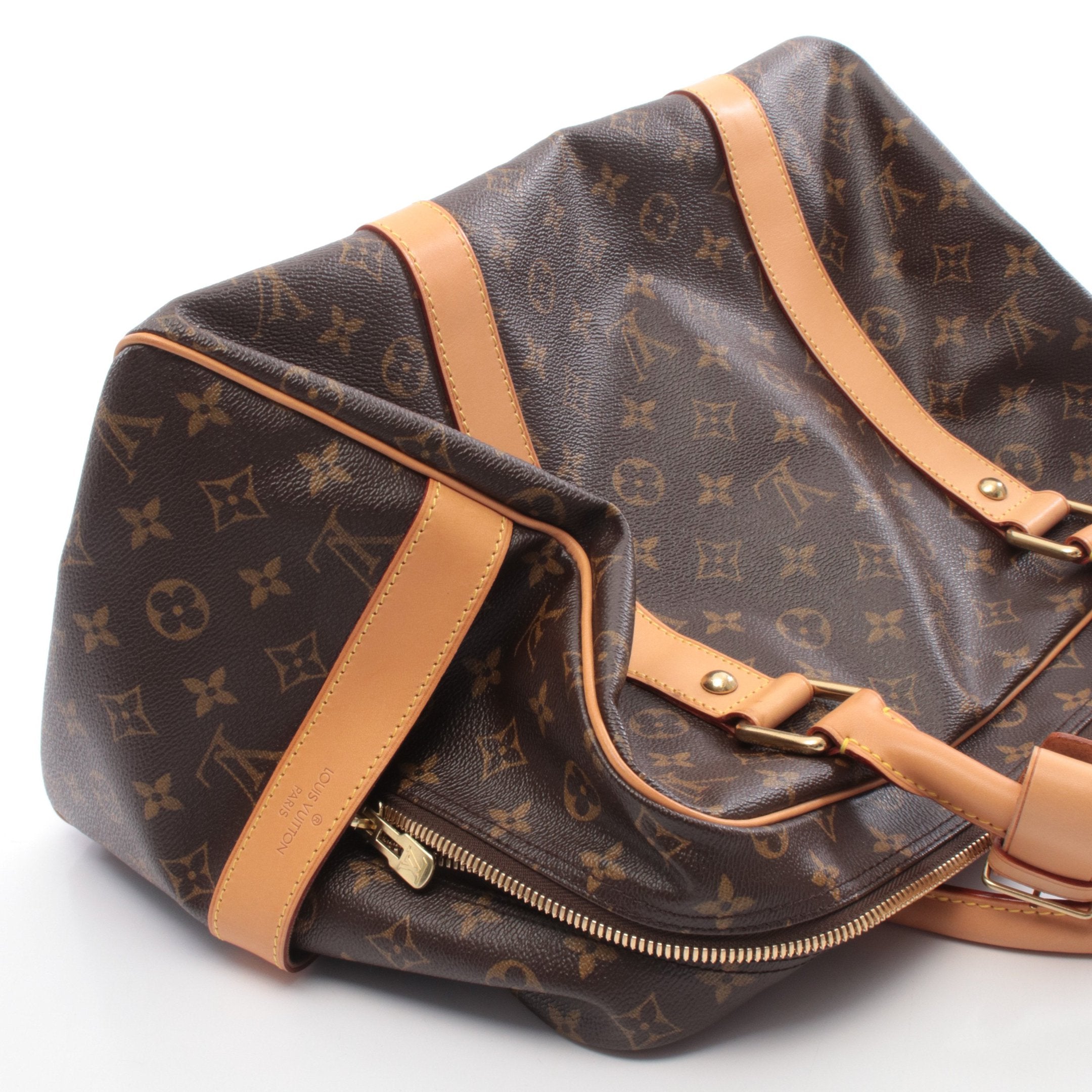 キャリーオール モノグラム ボストンバッグ PVC レザー ブラウン ルイ