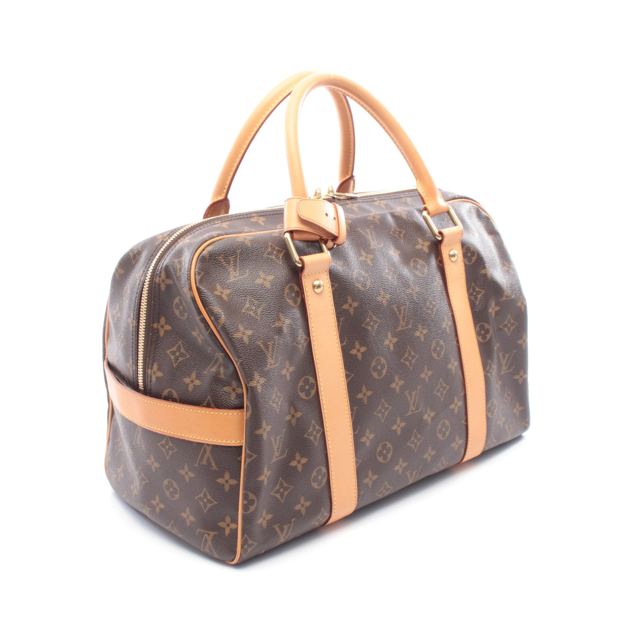 キャリーオール モノグラム ボストンバッグ PVC レザー ブラウン ルイ