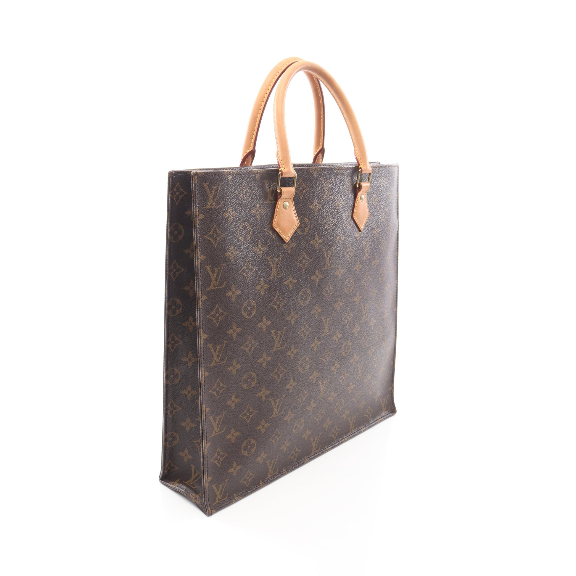 サックプラ モノグラム ハンドバッグ トートバッグ PVC レザー ブラウン ルイヴィトン バッグ LOUIS VUITTON