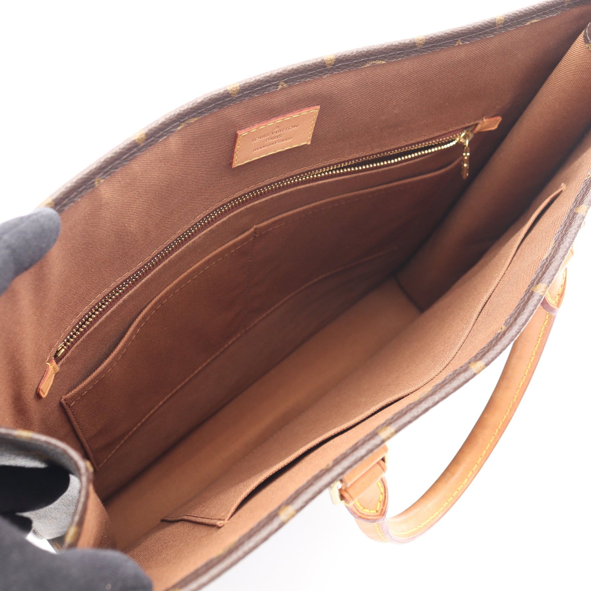 サックプラ モノグラム ハンドバッグ トートバッグ PVC レザー ブラウン ルイヴィトン バッグ LOUIS VUITTON