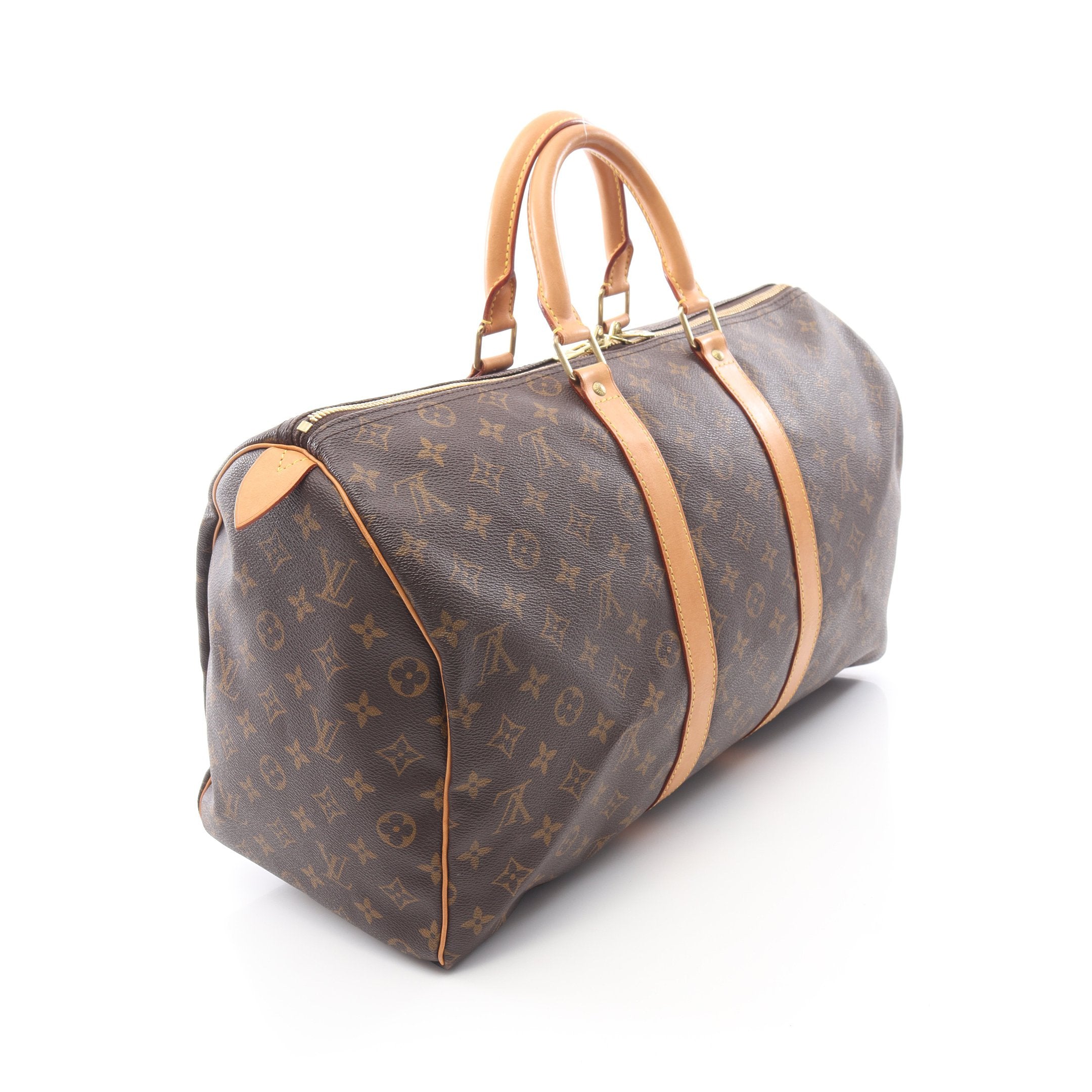 キーポル45 モノグラム ボストンバッグ PVC レザー ブラウン ルイ