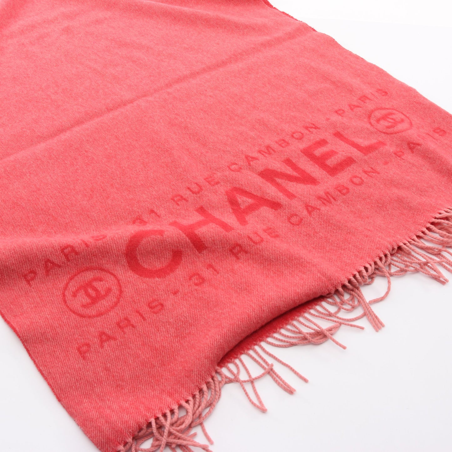 ストール ロゴ カシミヤ レッド シャネル 財布・小物 CHANEL