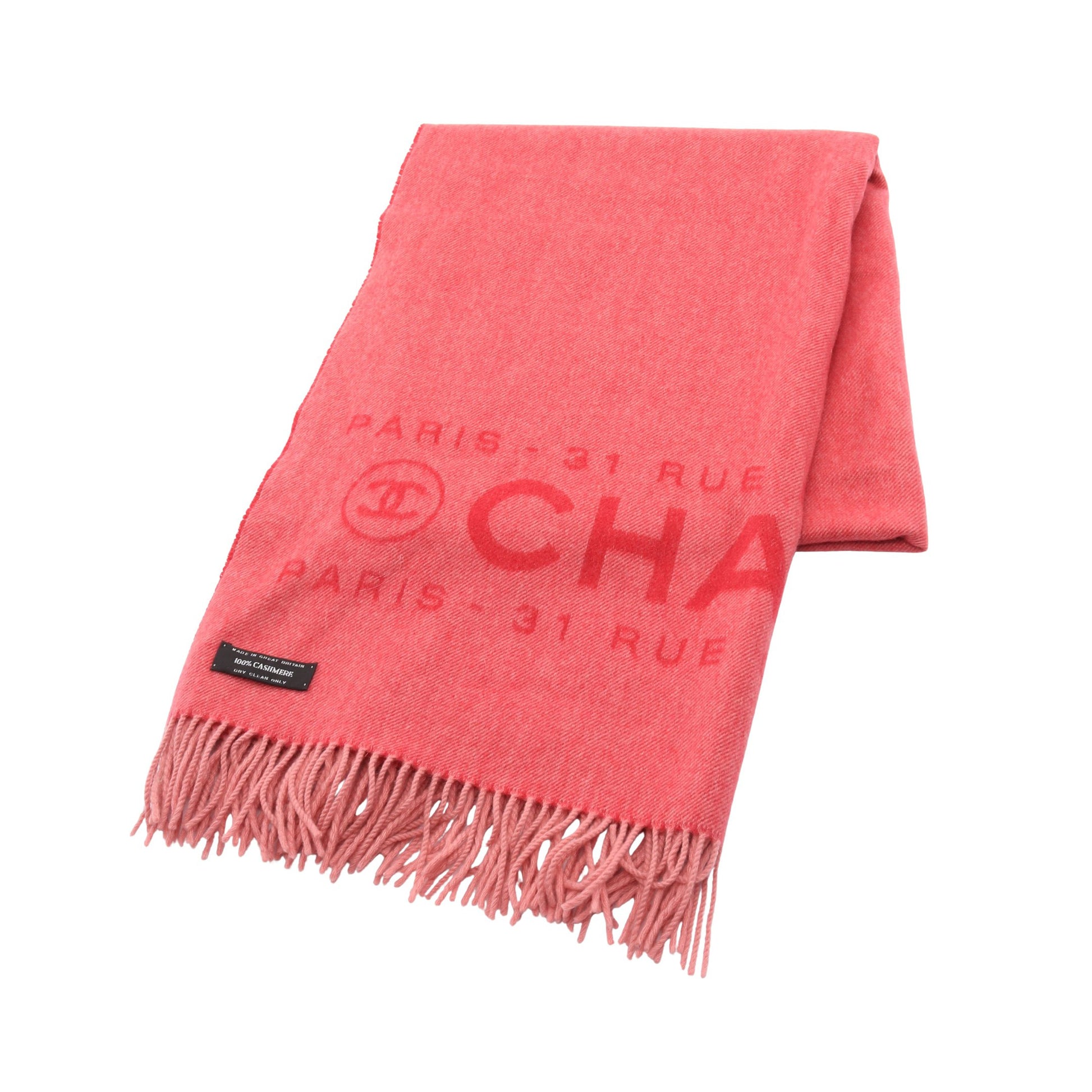 ストール ロゴ カシミヤ レッド シャネル 財布・小物 CHANEL