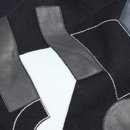 スウェットシャツ クルーネック レザーパッチ コットン ダークネイビー エルメス トップス HERMES