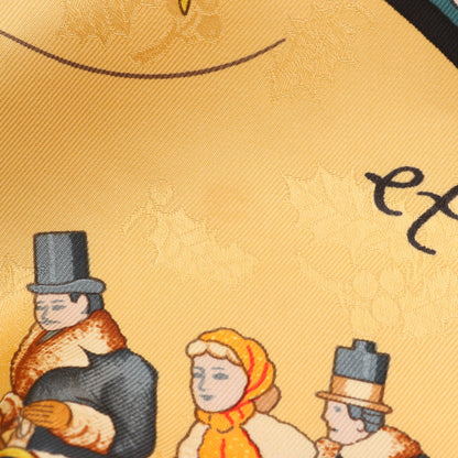 カレ90 Plumes et Grelots スカーフ シルク イエロー カーキグリーン マルチカラー エルメス 財布・小物 HERMES
