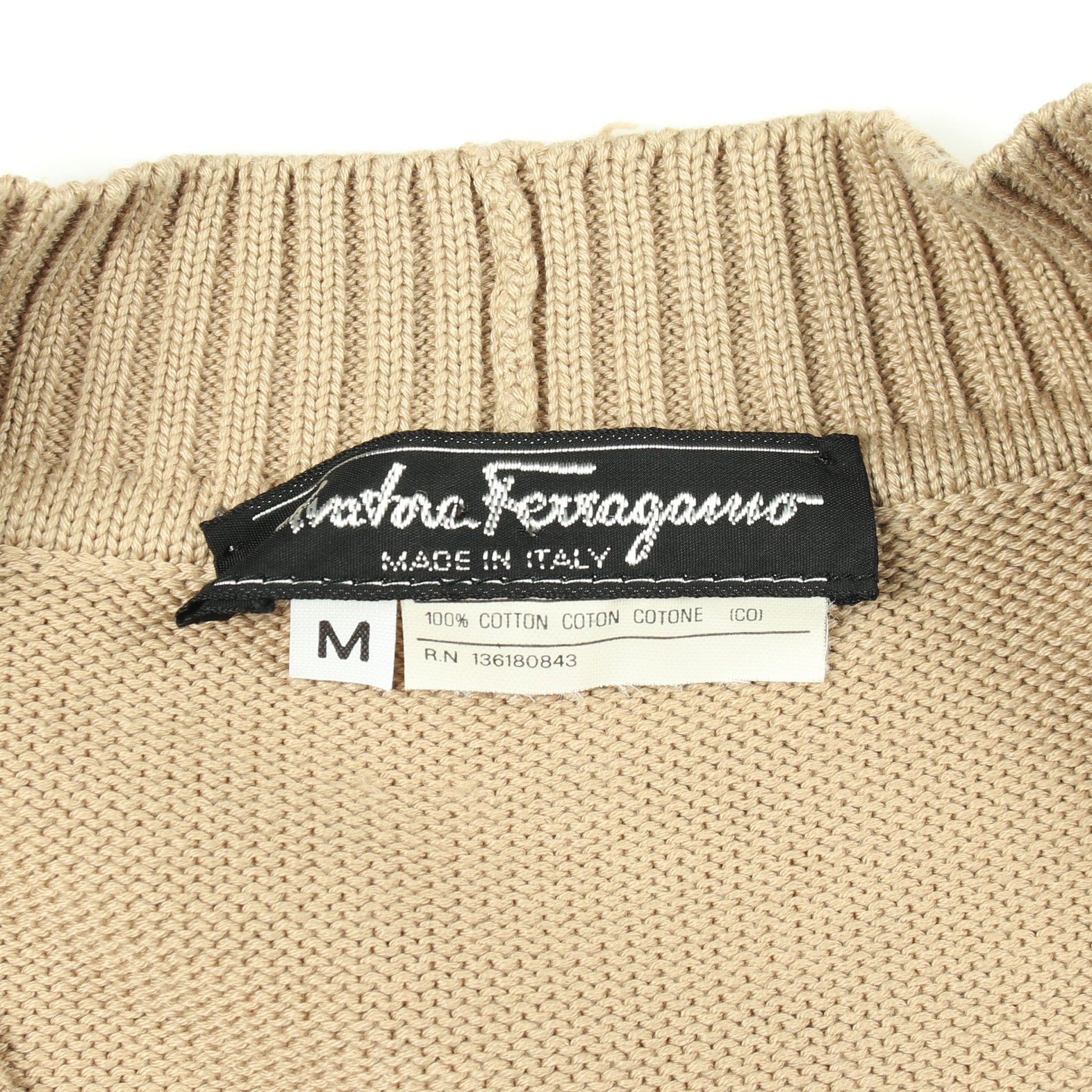 ガンチーニ カーディガン Vネック コットン ベージュ サルヴァトーレフェラガモ トップス Salvatore Ferragamo