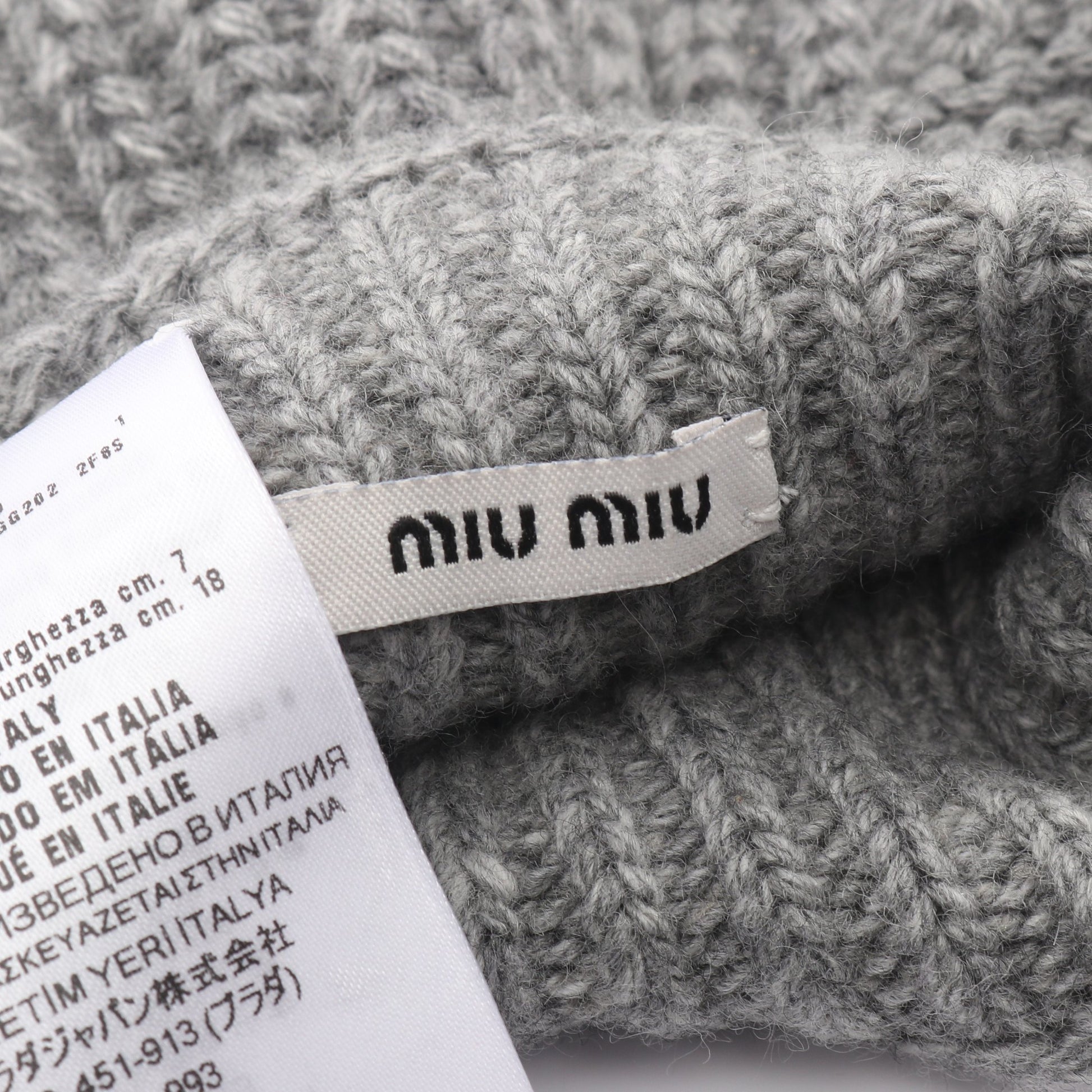 フィンガーレス 手袋 グローブ ウール カシミヤ グレー ミュウミュウ 財布・小物 miu miu