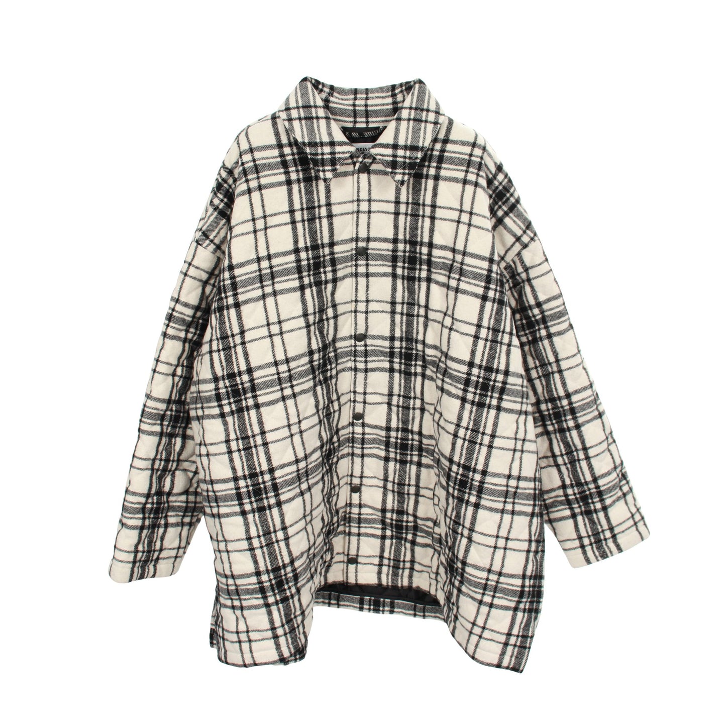 ジャケット チェック ウール ホワイト ブラック 中綿 バレンシアガ アウター BALENCIAGA