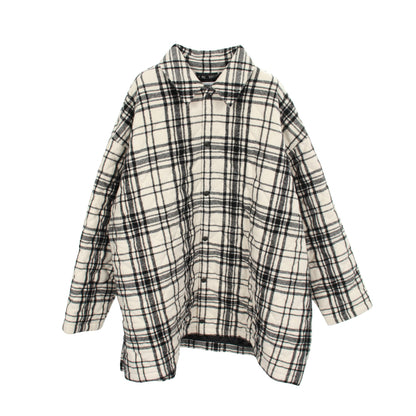 ジャケット チェック ウール ホワイト ブラック 中綿 バレンシアガ アウター BALENCIAGA