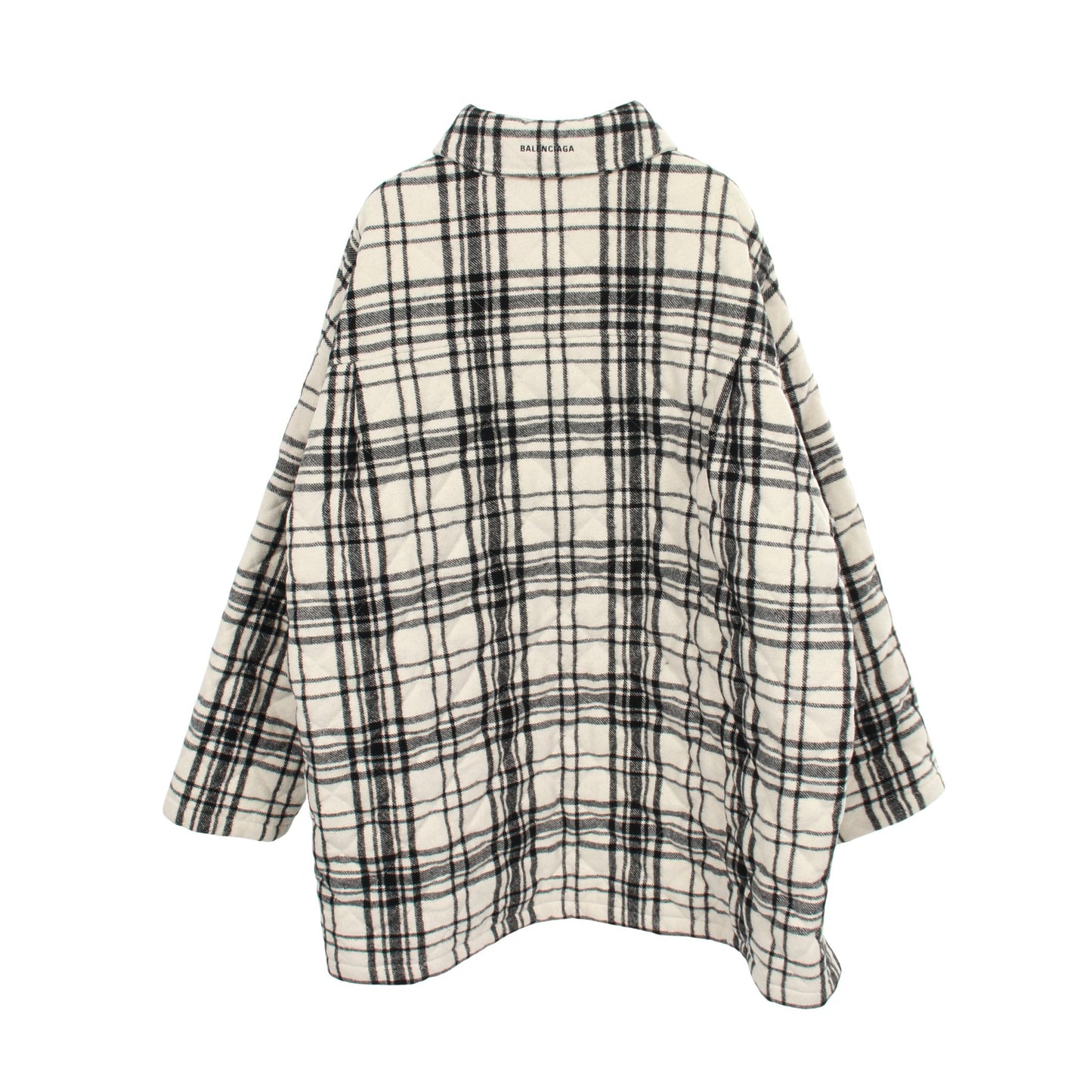 ジャケット チェック ウール ホワイト ブラック 中綿 バレンシアガ アウター BALENCIAGA