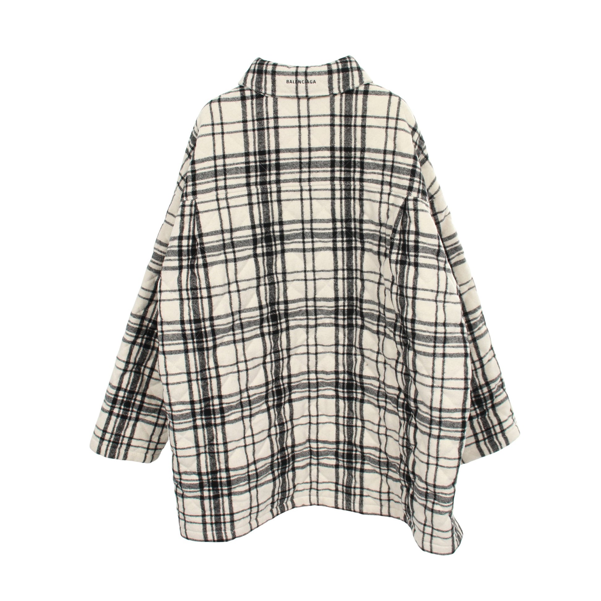 ジャケット チェック ウール ホワイト ブラック 中綿 バレンシアガ アウター BALENCIAGA
