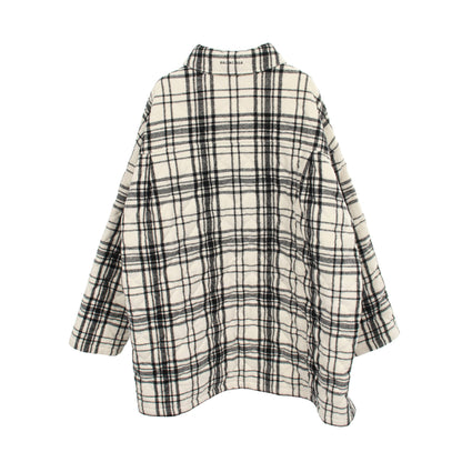 ジャケット チェック ウール ホワイト ブラック 中綿 バレンシアガ アウター BALENCIAGA