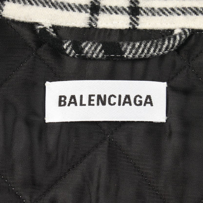 ジャケット チェック ウール ホワイト ブラック 中綿 バレンシアガ アウター BALENCIAGA