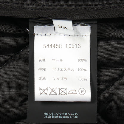 ジャケット チェック ウール ホワイト ブラック 中綿 バレンシアガ アウター BALENCIAGA