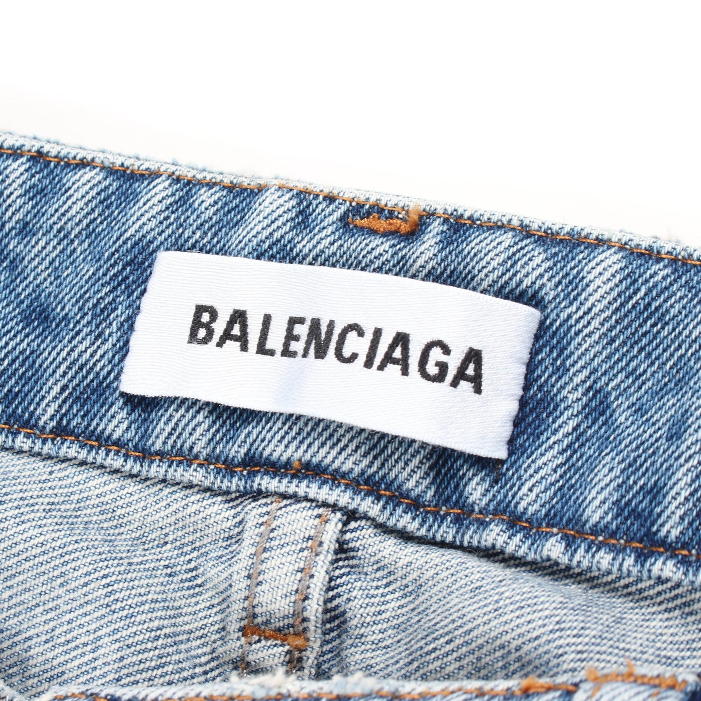 デニムパンツ コットン ブルーグレー ダメージ加工 ボタンフライ バレンシアガ ボトムス BALENCIAGA