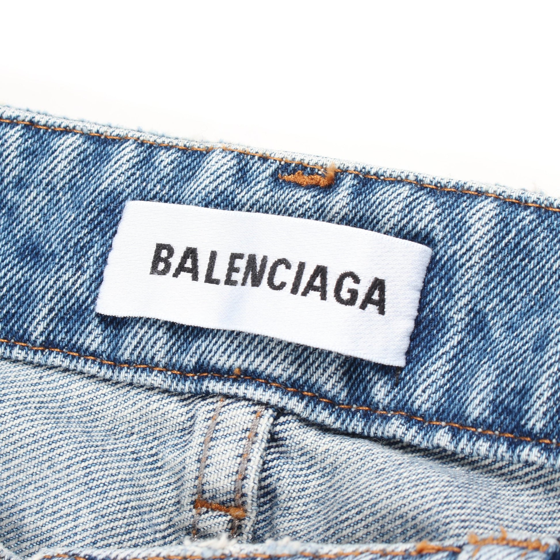 デニムパンツ コットン ブルーグレー ダメージ加工 ボタンフライ バレンシアガ ボトムス BALENCIAGA