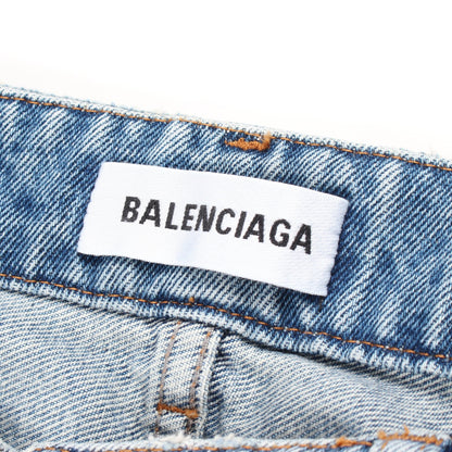 デニムパンツ コットン ブルーグレー ダメージ加工 ボタンフライ バレンシアガ ボトムス BALENCIAGA