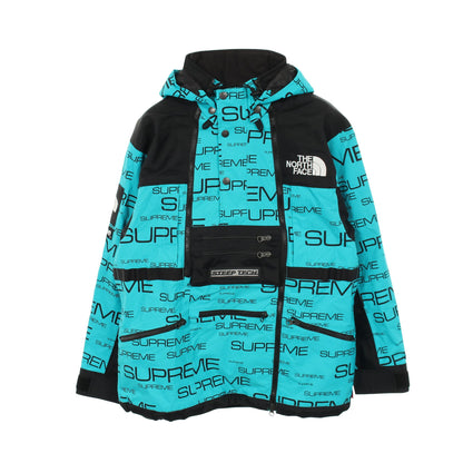 Supreme × THE NORTH FACE 21AW Steep Tech Apogee Jacket マウンテンパーカー ロゴ総柄 ナイロン ライトブルー ブラック フード付き シュプリーム アウター Supreme