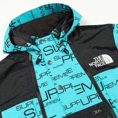 Supreme × THE NORTH FACE 21AW Steep Tech Apogee Jacket マウンテンパーカー ロゴ総柄 ナイロン ライトブルー ブラック フード付き シュプリーム アウター Supreme